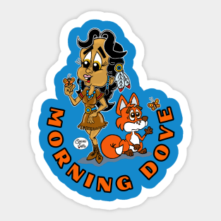 Cute Gold Rush gang series #3 Morning Dove and red fox with butterflies Fritts Cartoons 2023 Sticker